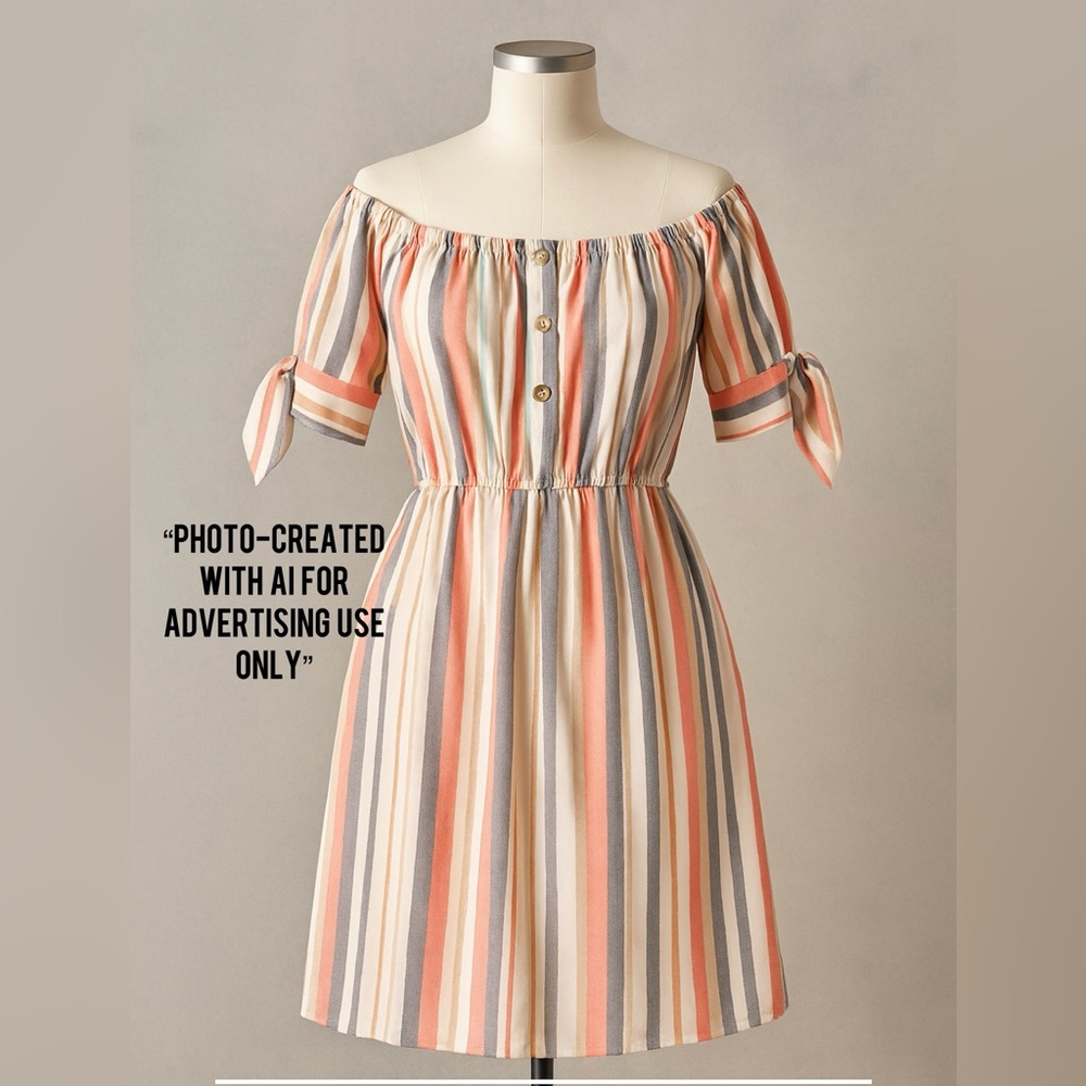 BLUSH Women’s Off-Shoulder Striped Dress Tag 2X (Fits XL/1X)
